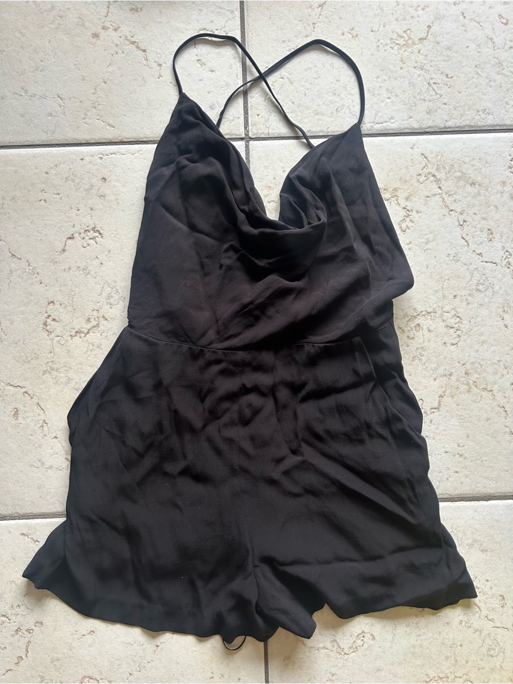 Bardot Black Cowl Neck Spaghetti Strap Romper